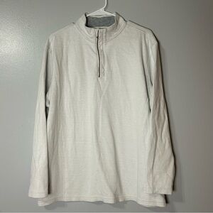 Daniel Cremieux Tribeca Pull Over Long Sleeve Shirt White 1/4 Zip $125 Retail Lg